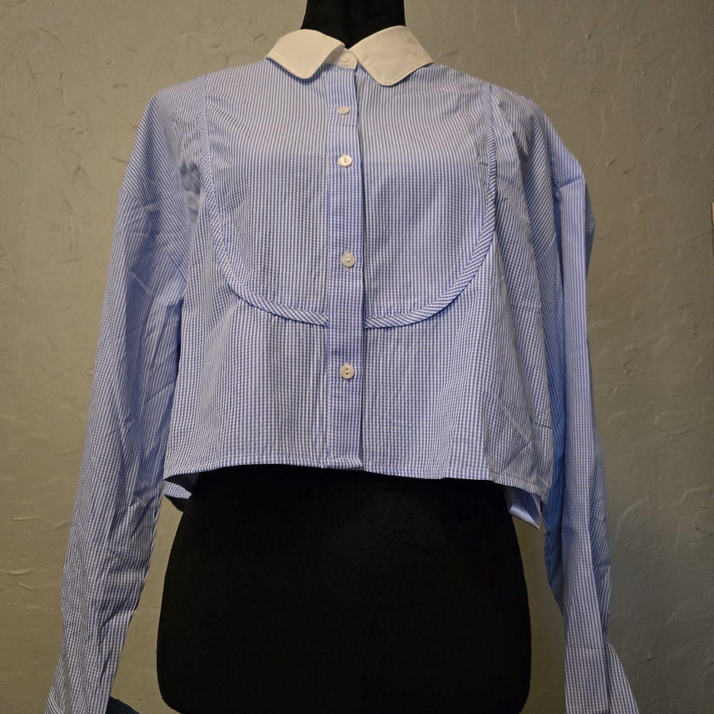 Cider Blue and White Checkered Top